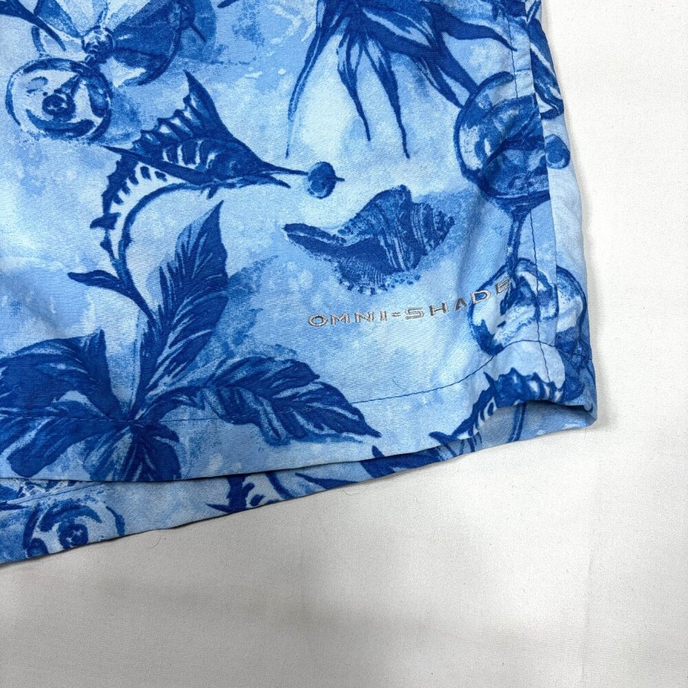 Columbia PFG Blue Fishing Marlin Graphic Mesh Lined Swim Trunks Shorts Mens Med - Picture 2 of 8